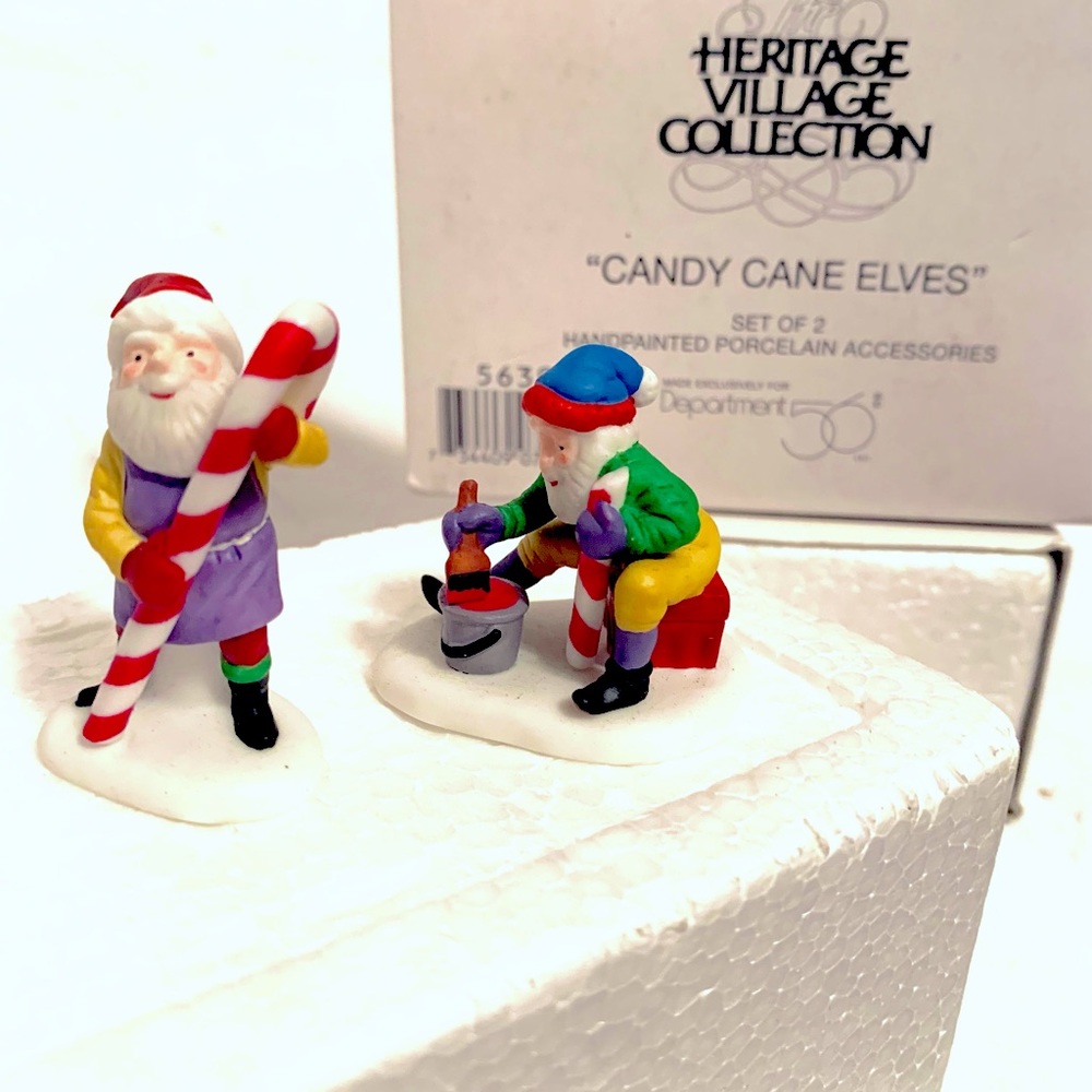 Department 56 Heritage Village (Retired) Porcelain, holiday- Candy Cane Elves